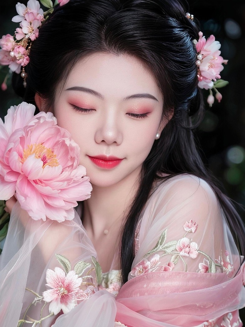 粉牡丹闭眼