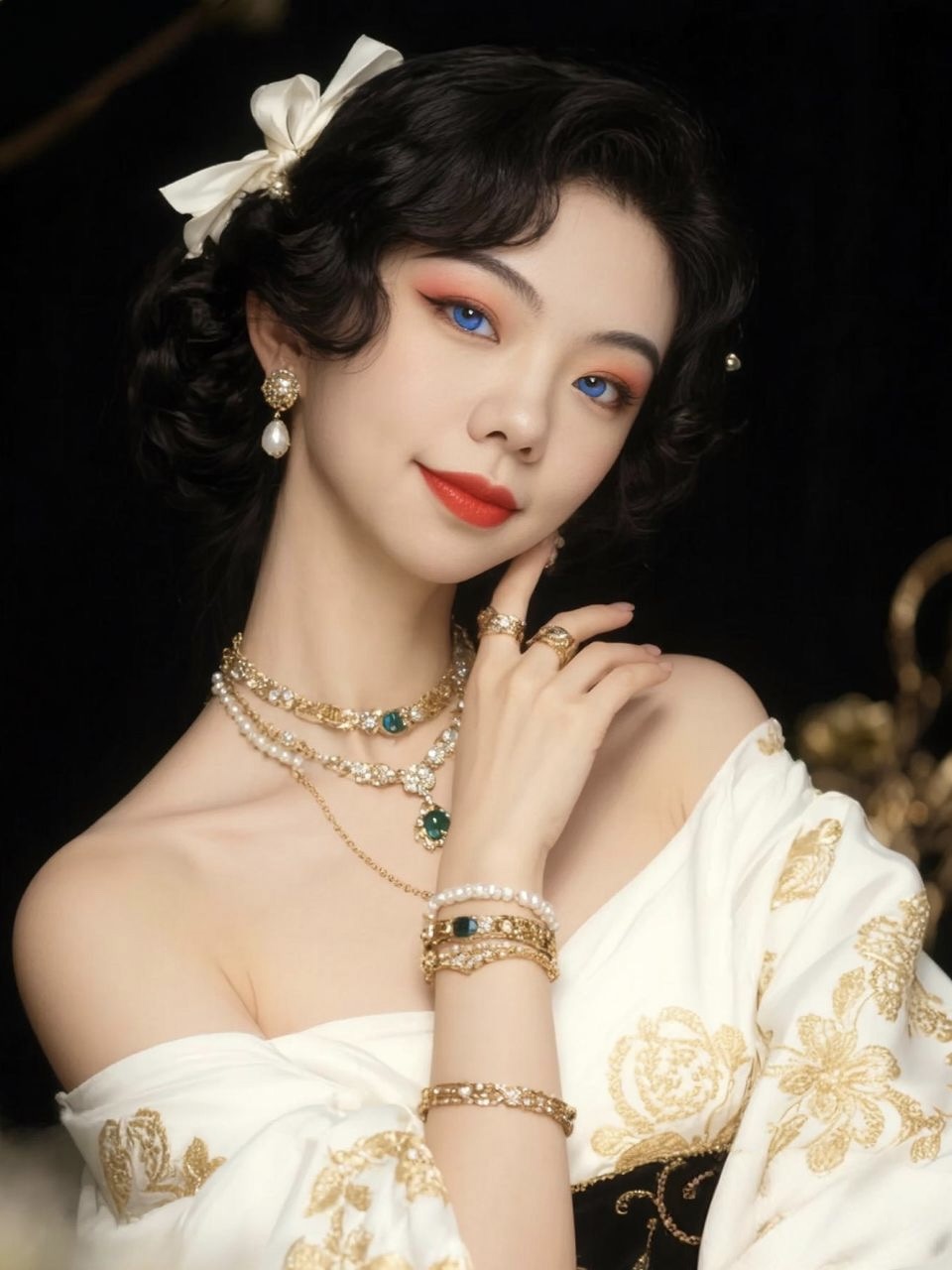复古金蓝眼
